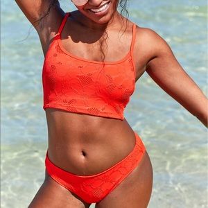 Aerie Jacquard Longline Scoop Bikini Top